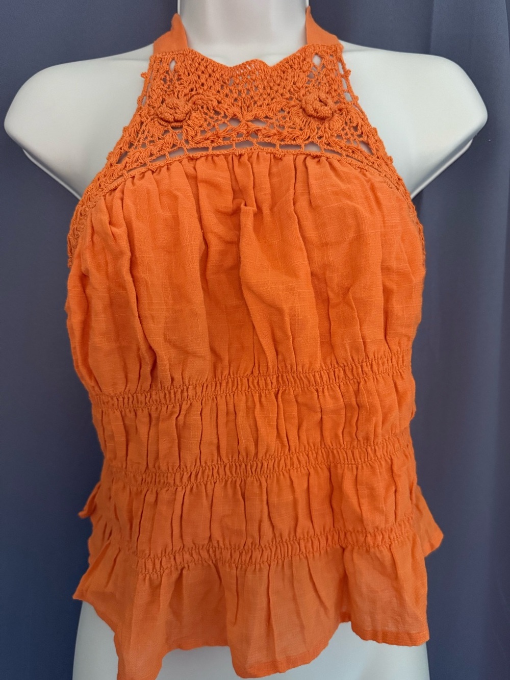 Free People Orange Crochet Halter Camisole